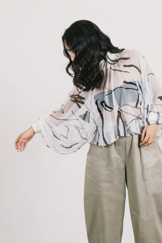 Raglanbluse Mesh Print fruit salad