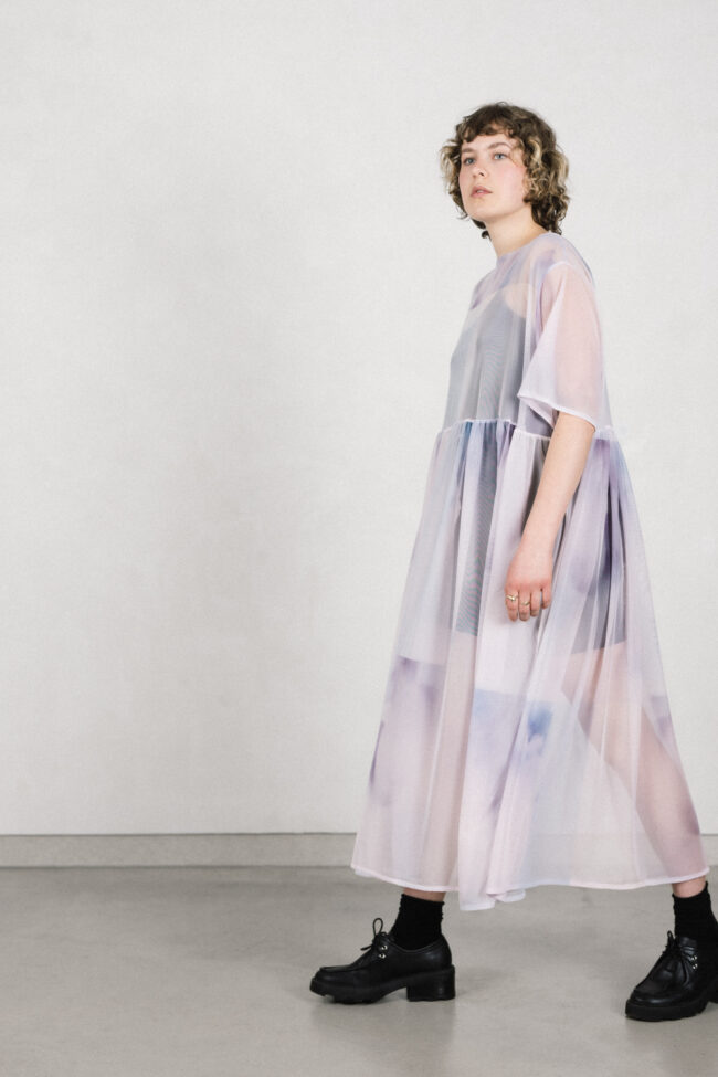 Maxi Kleid Mesh Pastel Print