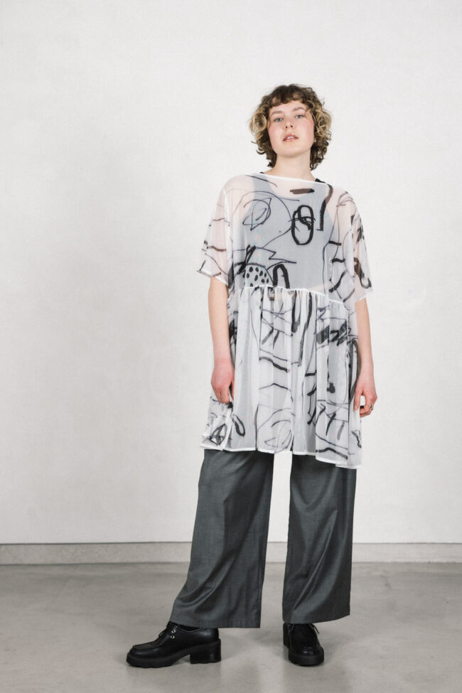 Volantkleid Midi transparent Fruits